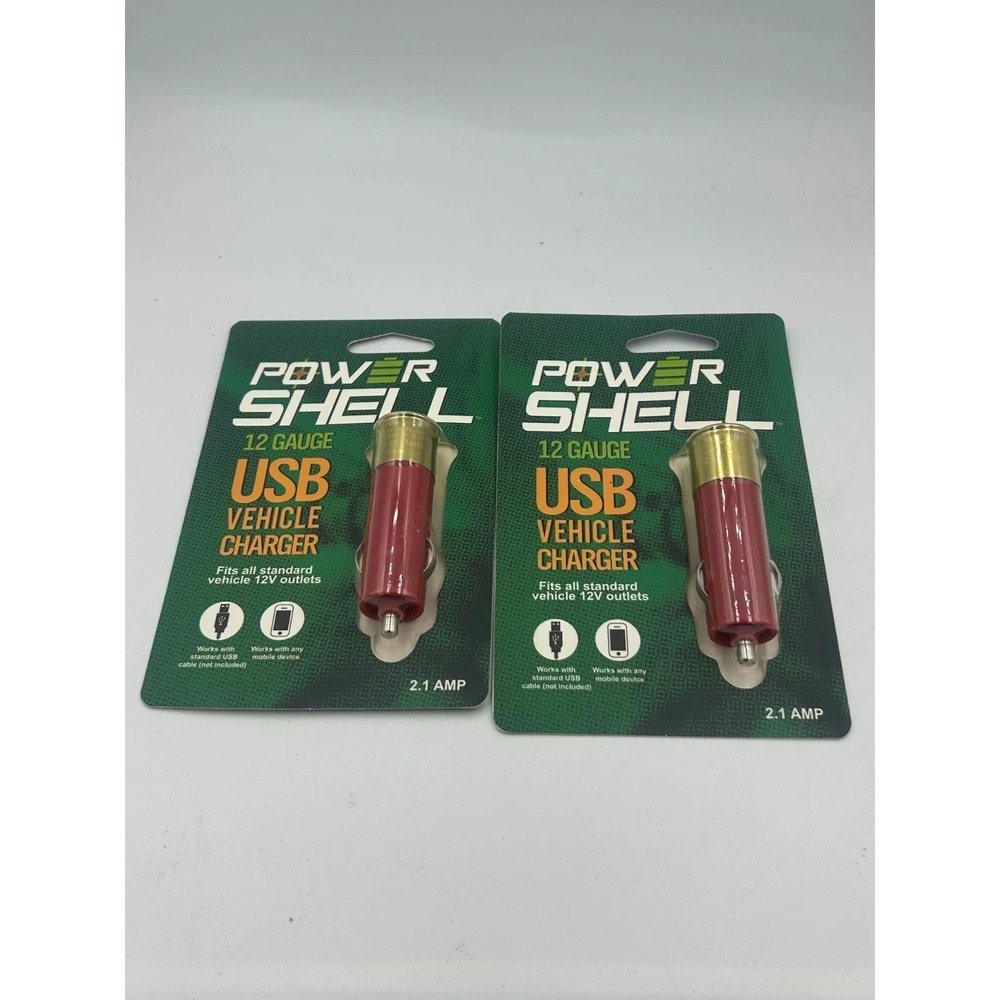 (2) Power Shells 12 Gauge Shell USB 12V Car Vehicle Charger New